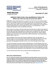 Adiabatic V Bank Cooler Is Now Available From Colmac Coil Press Release